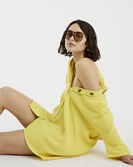 Yellow Short Sleeve Longline Shirt