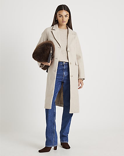 Beige Single Breasted Coat