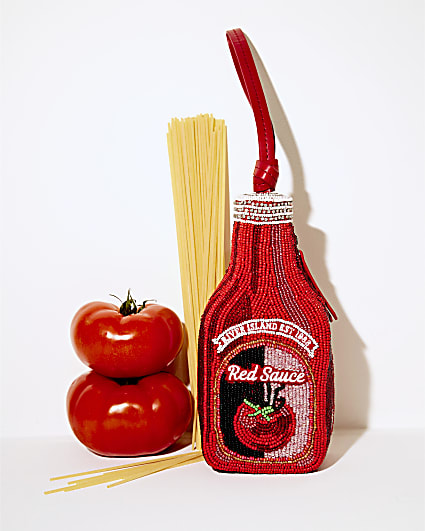 Red Premium Red Sauce Beaded Clutch Bag