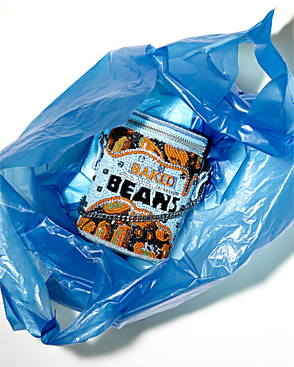 Blue Premium Baked Beans Beaded Shoulder Bag