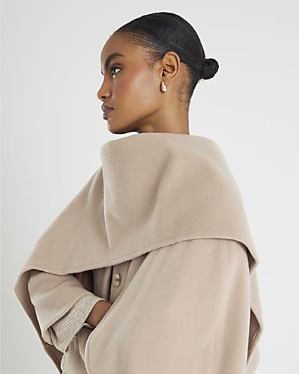 Cream Scarf Cape Coat