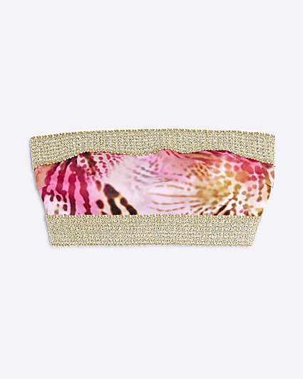 Pink Animal Print Bandeau Bikini Top