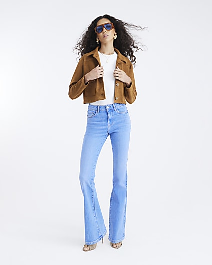 Blue Mid Rise Bootcut Jeans