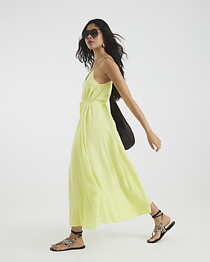 Lime Sleeveless Tie Waist Maxi Dress