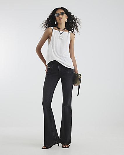 Black Snaffle Trim Detail Bootcut Jeans