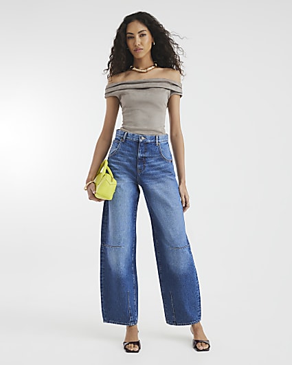 Blue Balloon Leg Jeans