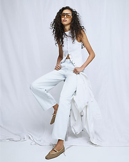 Blue Balloon Leg Jeans