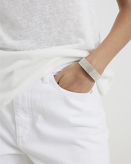 Silver Crystal Cuff Bracelet