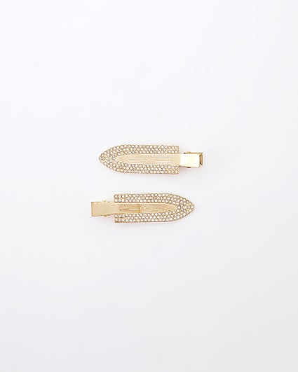 Gold Rhinestone Hair Clips
