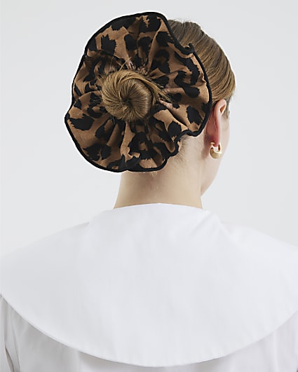 Brown Leopard Print Hair Scrunchie