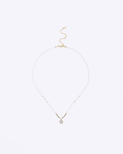 Silver April Birthstone Beaded Necklace