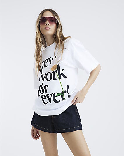 White Short Sleeve New York Forever T-shirt
