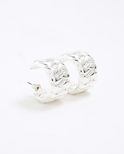 Silver Woven Hoop Earrings