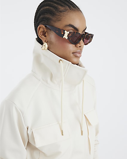 Cream Long Sleeve Utility Pocket Sweatshirt