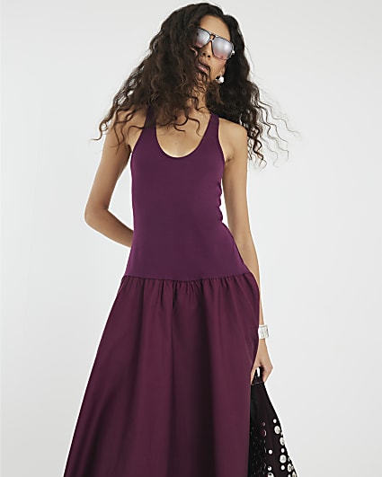 Red Sleeveless Scoop Neck Maxi Dress