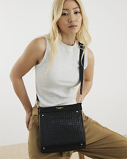 Black Patent Monogram Messenger Bag
