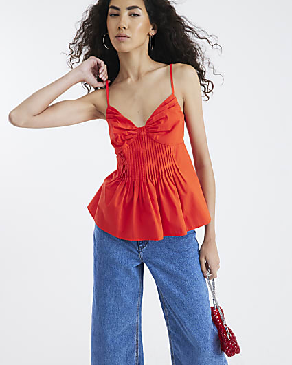 Red Pintuck Cami Top