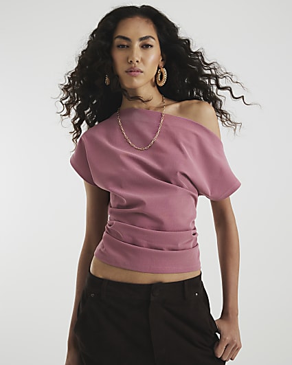 Pink Grown On Sleeve Ruched Top