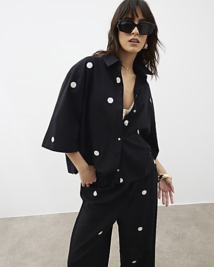 Black Short Sleeve Boxy Shirt