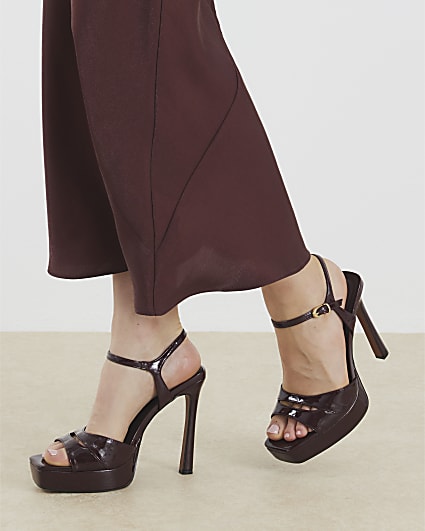 Red Platform Heeled Sandals