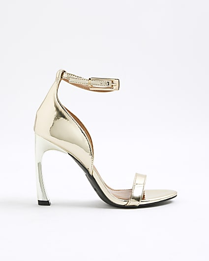 Gold Patent Closed Back Heeled Sandals