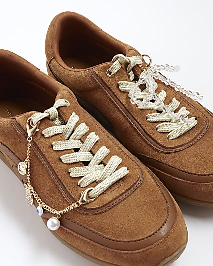 Gold Shoelace Chain Charm and Bow Set