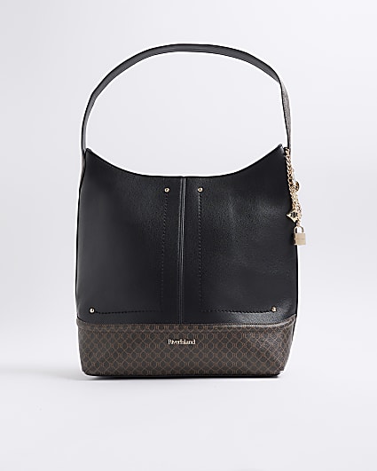 Black Curve Top Charm Shoulder Bag