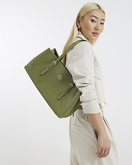 Green Buckle Shopper Bag
