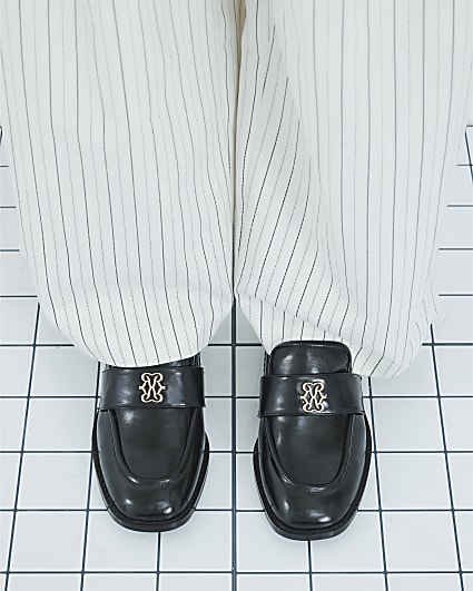 Black Block Heel Loafers