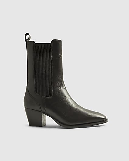 Black Leather Chelsea Western Boot