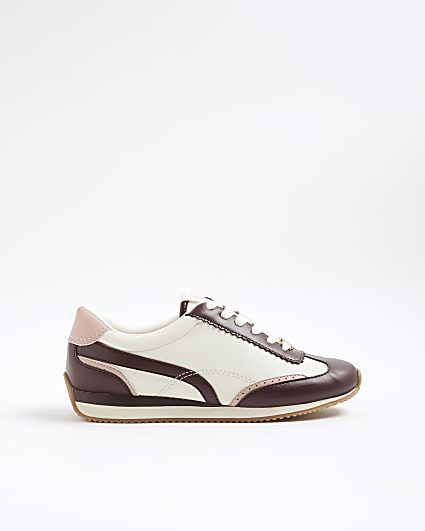 Red Faux Leather Retro Trainers