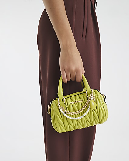 Green Quilted Mini Bowler Bag