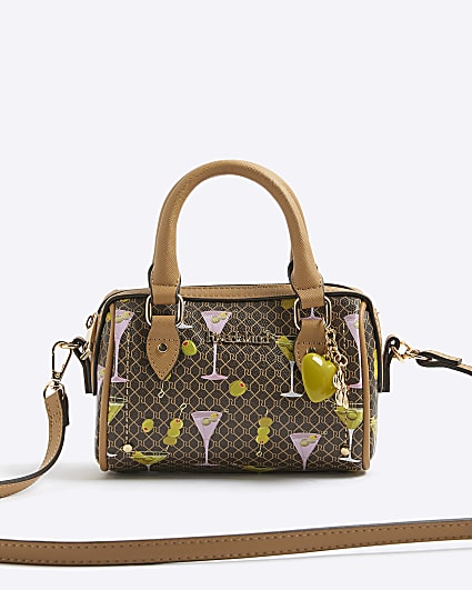 Brown Martini Monogram Print Cross Body Bag