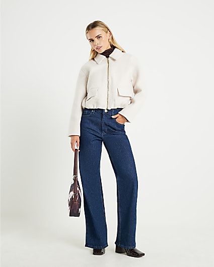 Petite Cream Harrington Jacket