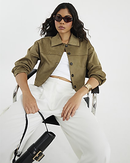 Green Faux Suede Overshirt