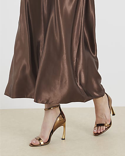Bronze Closed Back Banana Heel Sandals