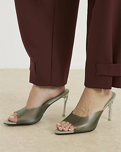 Green Perspex Heeled Sandals