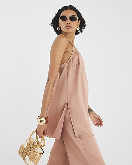 Brown Halter Neck Cami Top