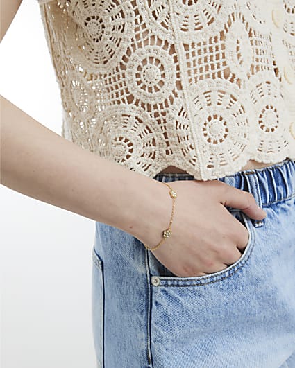 Gold Diamante Flower Bracelet