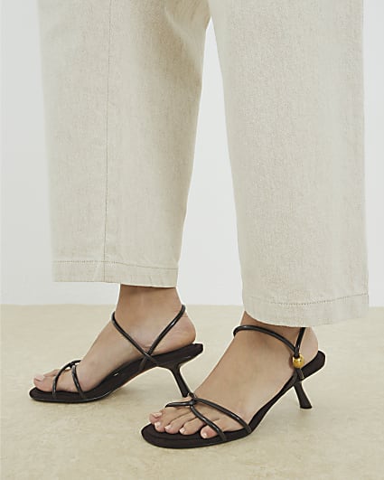 Brown Strappy Gold Heeled Sandals