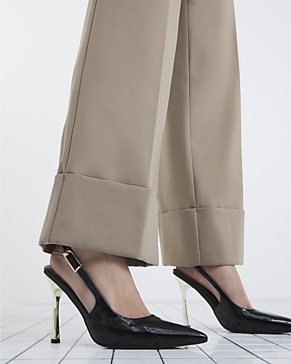 Black Patent Slingback Buckle Court Heels