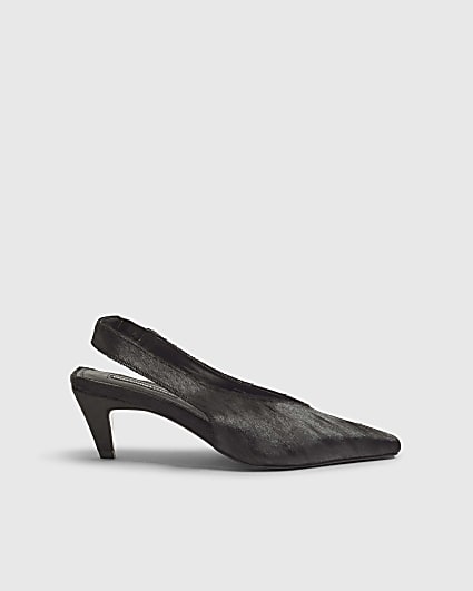 Black Suede Chisel Toe Slingback Heels