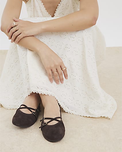 Brown Suede Ballet Pumps