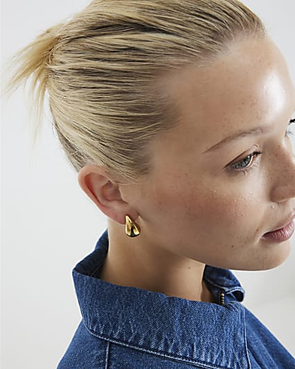 Gold Stainless Steel Dome Stud Earrings