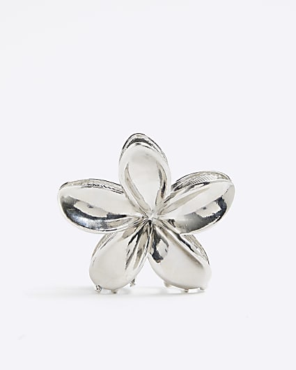 Silver Floral Claw Hair Clip