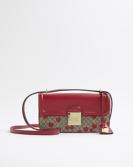 Red lock Front Cherry Satchel Bag