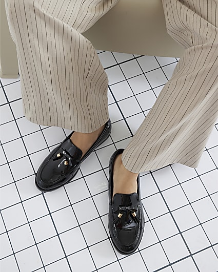 Black Patent Tassel Loafers
