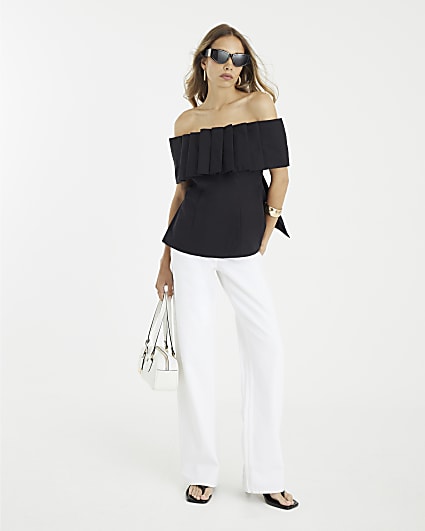 Black Bow Back Bardot Top