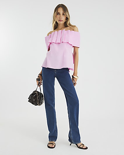 Pink Bow Bardot Top