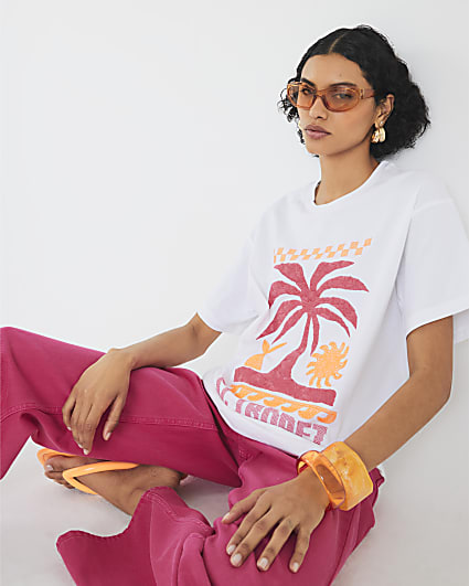 White St Tropez Embroidered T-Shirt